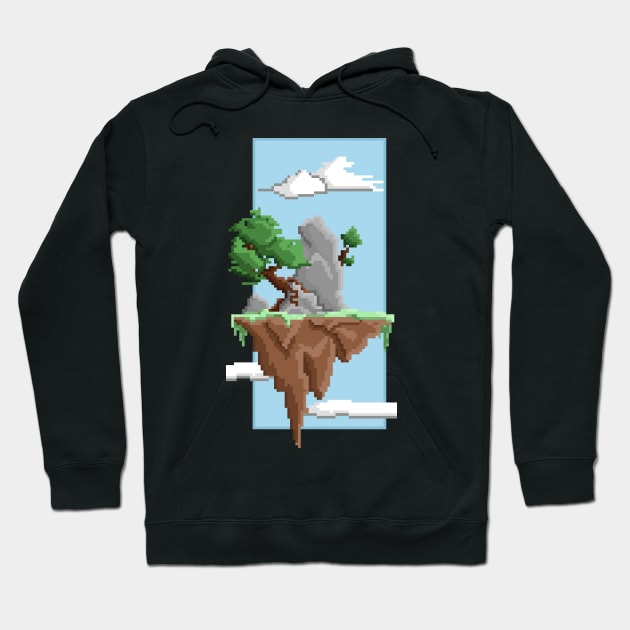 Pixel Landscape : Flying Island Hoodie by Draad